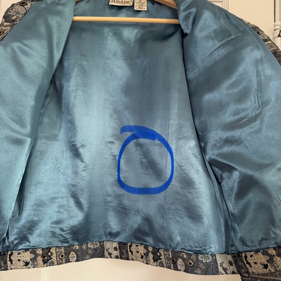 Vintage Blue Tapestry Snap Button Jacket - Picture 10 of 11